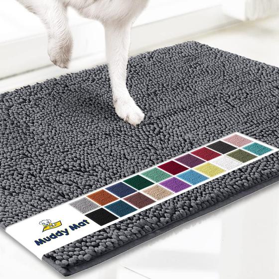 Imagem de Tapete Absorvente para Patas de Cães Muddy Mat - Microfibra Cinza (30x19cm)