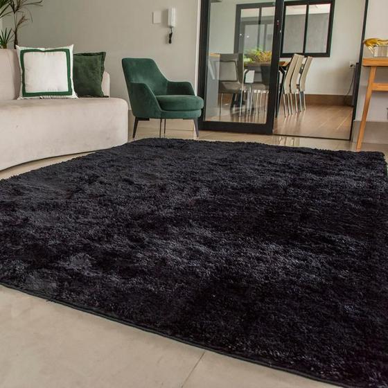 Tapete Antialérgico Retangular Preto Casu 140x100cm - Tapete para Sala ...