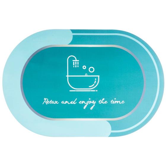 Imagem de Tapete Antiderrapante absorvente Oval Lama de Diatomaceas 58x38cm Banheira Verde Claro