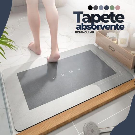 Imagem de Tapete Antiderrapante Banheiro Absorvente Secagem Rápida Chuveiro Cozinha Varanda 60x38 CM- Sortido - Bem Vindo