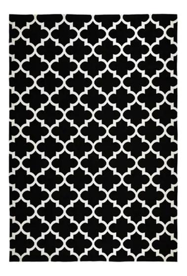 Imagem de Tapete Antiderrapante Jacquard Geométrico Preto 3,00X2,00M