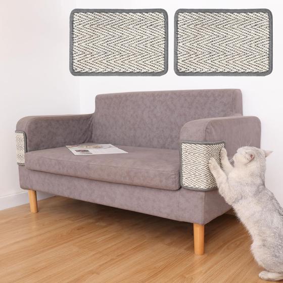 Imagem de Tapete Arranhador Sisal para Gato - Estilo Boho Fishbone Mini (Pacote com 2)