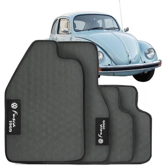 Imagem de Tapete Automotivo Fusca - Borracha Pvc Bordado Linha Black