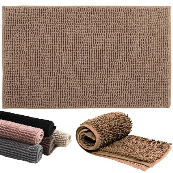 Imagem de Tapete Banheiro Antiderrapante Microfibra 50x70 Bolinha Bege Joy Kapazi Luxo Lavável