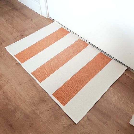 Imagem de Tapete Boho Listrado 45x70cm Natural/Cobre - Antiderrapante