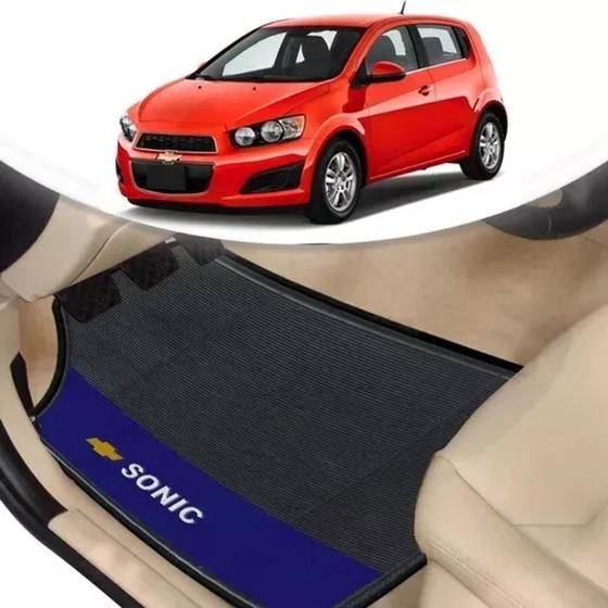 Imagem de Tapete Borracha Automotivo Chevrolet Sonic Lado Azul 4 Pçs