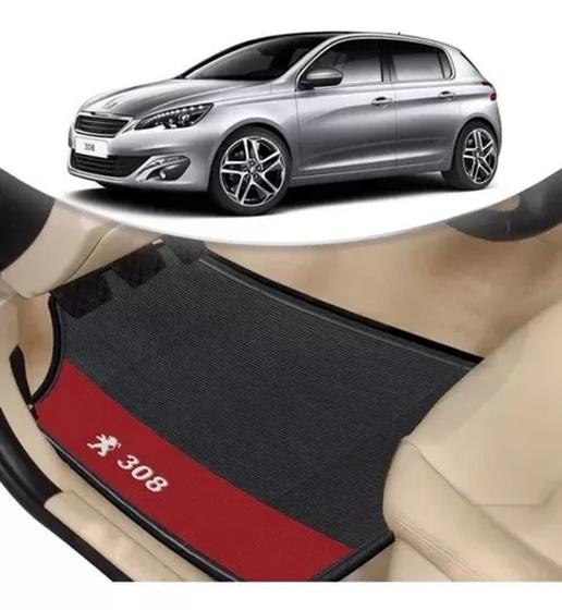 Imagem de Tapete Borracha Automotivo Peugeot 308 Lado Vermelho 4 Pçs