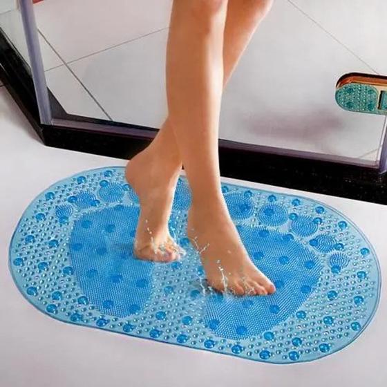 Imagem de Tapete box de plastico com ventosas para grudar e bolinha de massageador formato pezão