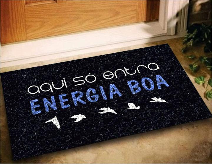 Imagem de Tapete Capacho Aqui So Entra Energia Boa 60X40 Decoração Lar