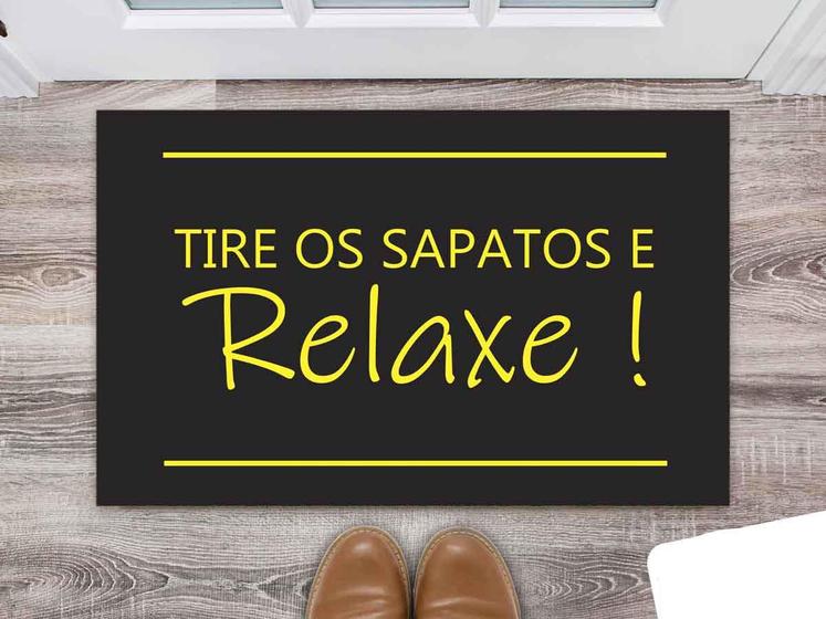 Imagem de Tapete Capacho Decorativo Entrada Porta Sala Tire os sapatos e relaxe Colorido