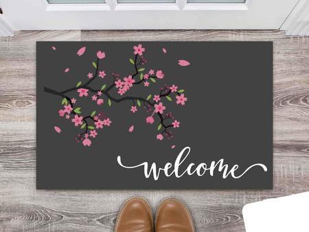Tapete Capacho Decorativo Entrada Porta Sala Welcome floral Menor preço em Tapete Capacho Decorativo Entrada Porta Sala Welcome floral