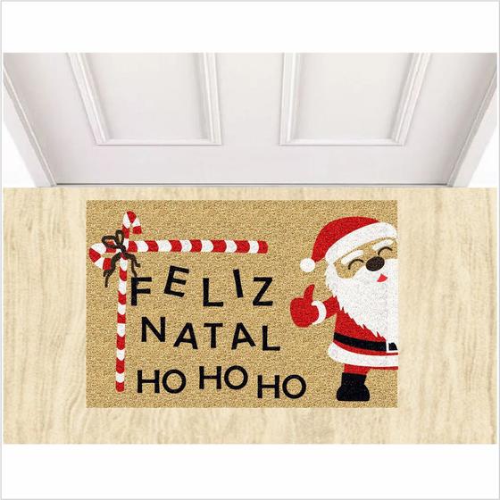 Imagem de Tapete capacho feliz natal hohoho  60x40 cm ouro decorativo