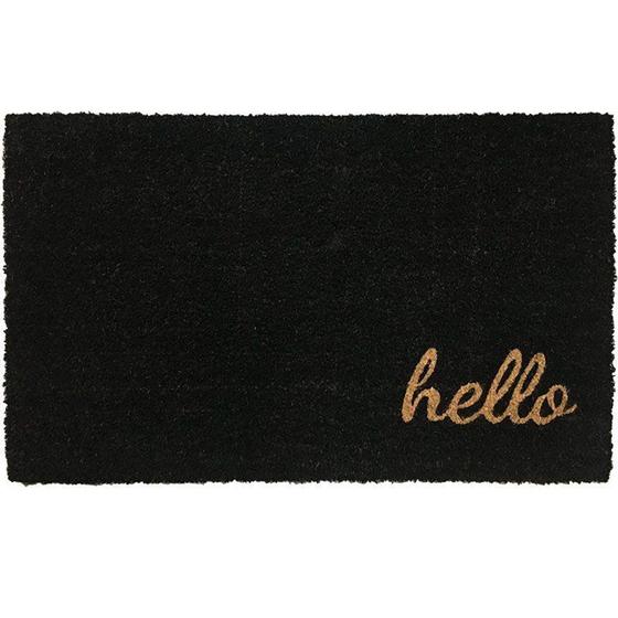 Imagem de Tapete Capacho Fibra de Coco 75x45cm Natural Preto Hello - Uzoo