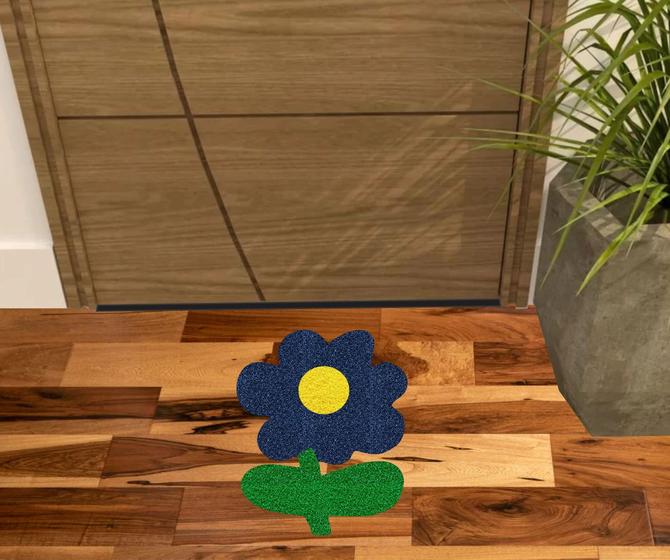 Imagem de Tapete capacho flor no formato, para decoração de quarto, dala, varandas.
