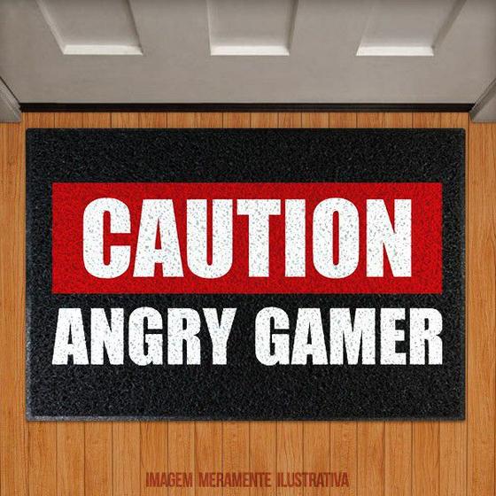 Imagem de Tapete Capacho Gamer - Caution Angry Gamer