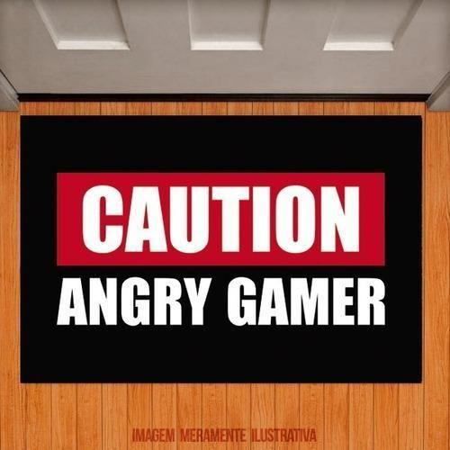 Imagem de Tapete Capacho Gamer - Caution Angry Gamer