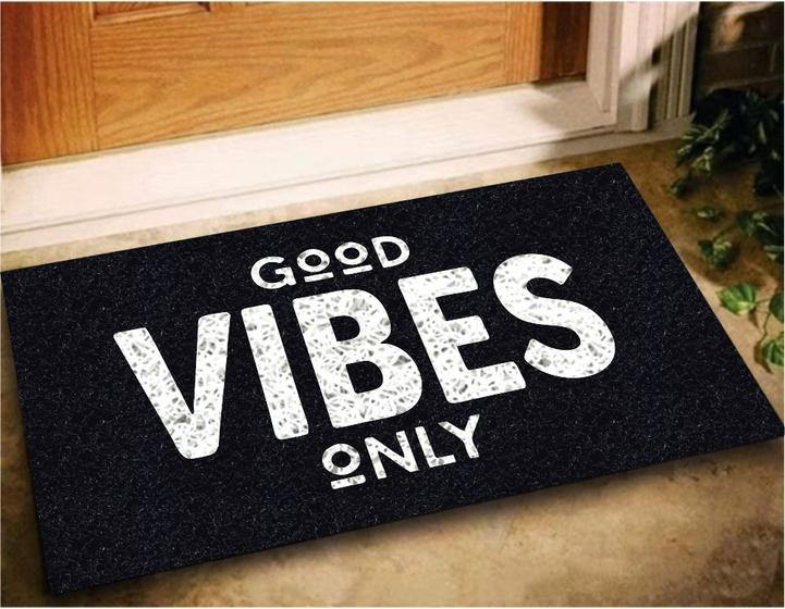 Imagem de Tapete Capacho Good Vibes 60x40 - Preto
