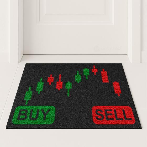 Imagem de Tapete Capacho Grafico Buy Sell Velas Bolsa de Valores 60x40