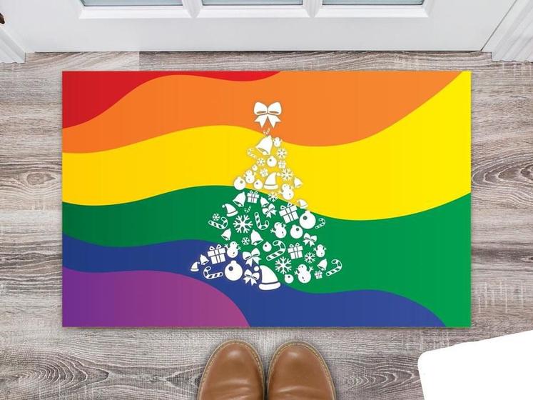 Imagem de Tapete Capacho Personalizado Árvore de Natal LGBTQIA+