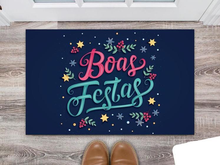 Imagem de Tapete Capacho Personalizado Boas Festas Coloridos