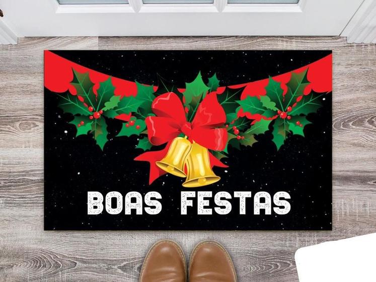 Imagem de Tapete Capacho Personalizado Boas Festas Sinos