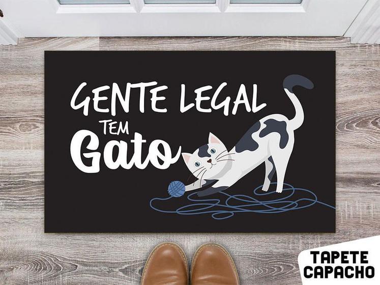 Imagem de Tapete Capacho Personalizado Divertido Gente Legal Tem Gato