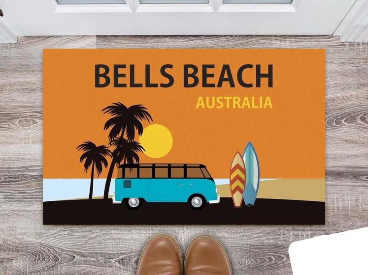 Imagem de Tapete Capacho Personalizado Divertido Surf Bells Beach