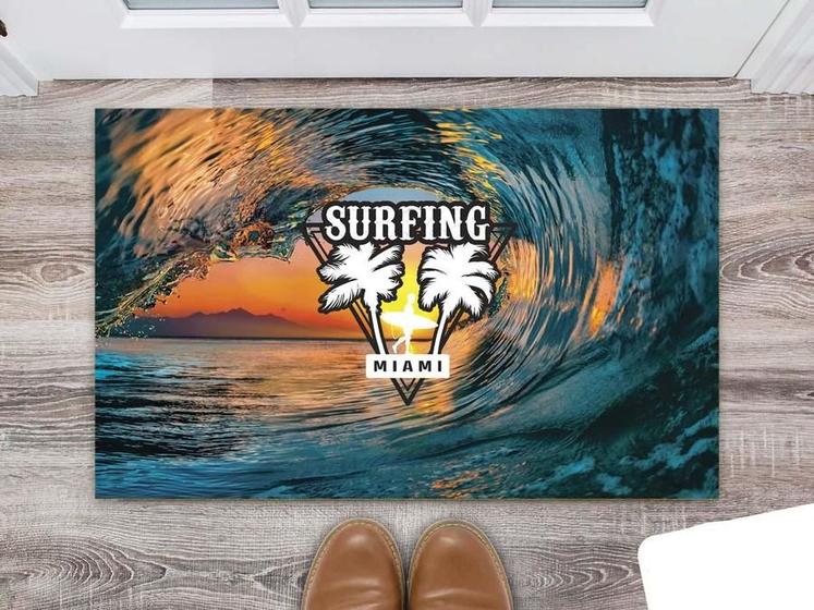 Imagem de Tapete Capacho Personalizado Divertido Surf Onda Miami