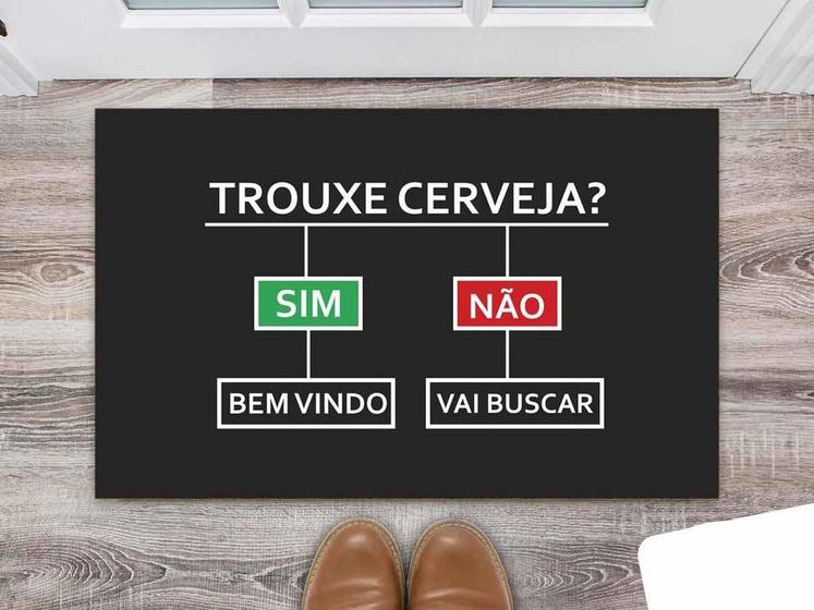 Imagem de Tapete Capacho Personalizado Divertido Trouxe Cerveja Sim Benvindo