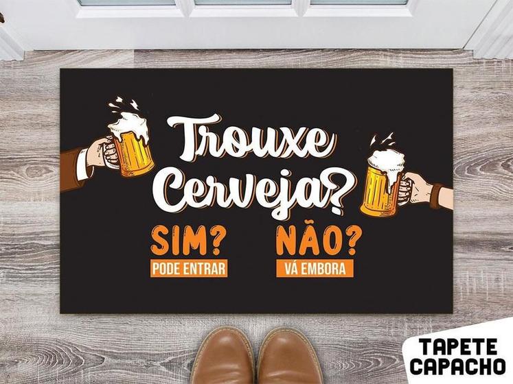 Imagem de Tapete Capacho Personalizado Divertido Trouxe Cerveja Sim Ou Não