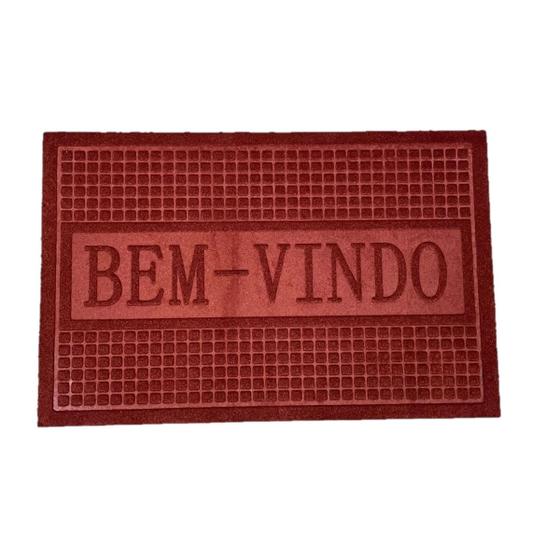 Imagem de Tapete Capacho Porta Entrada antiderrapante Bem vindo vinho