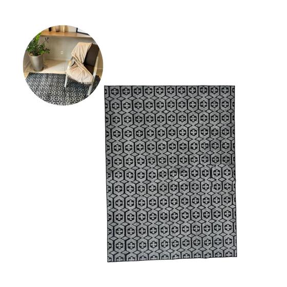 Imagem de Tapete Carpete 200x250cm Com Pelagem Curta Base Antiderrapante Cinza Floral 2x2,5m