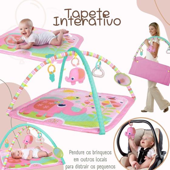 Tapete de Atividades Interativo Infantil Bebe Elefante Rosa Brinquedos ...