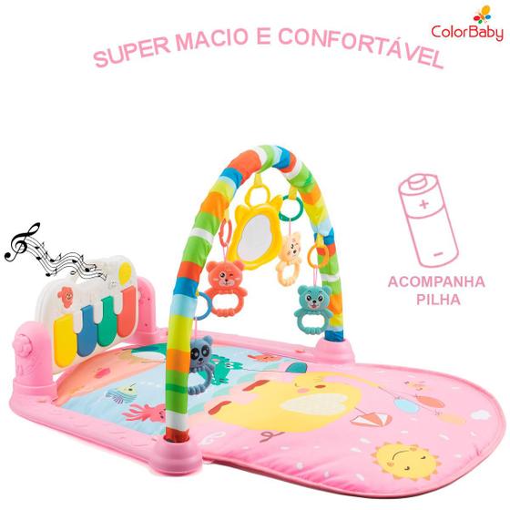 Imagem de Tapete De Atividades Pra Bebe Com Piano Musical USB ou Pilha Rosa - Color Baby