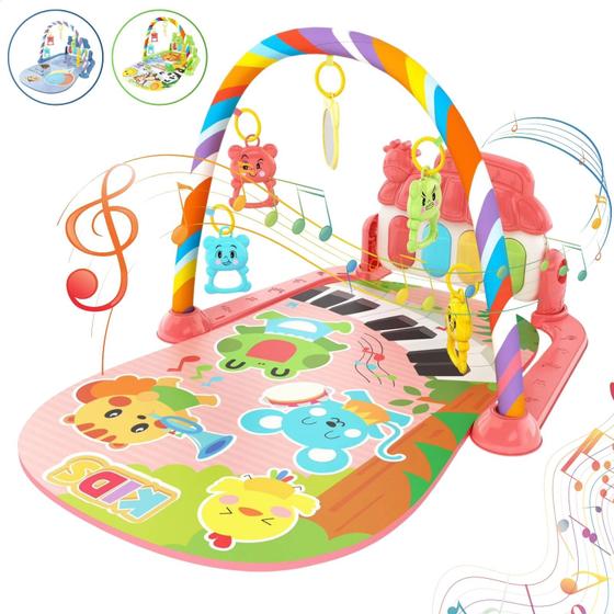 Imagem de Tapete de Atividades Sensorial para Bebê 5 Mobiles e Piano Musical com Som e Luzes