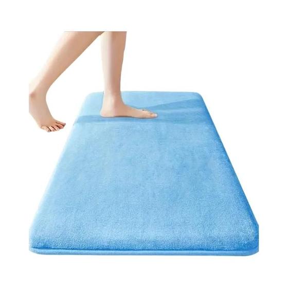 Imagem de Tapete De Banheiro Antiderrapante De Veludo Coral, Cor Sólida, Absorvente E De Secagem Rápida Para