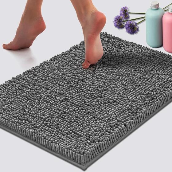 Imagem de Tapete de Banho Absorvente de Chenille - Antiderrapante e Lavável à Máquina