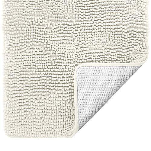 Imagem de Tapete de banho de pelúcia absorvente macio Gorilla Grip, 36x24, microfibra seca rapidamente, tapetes luxuosos de chenille felpudos laváveis à máquina, tapetes para banheira e piso de chuveiro, creme marfim