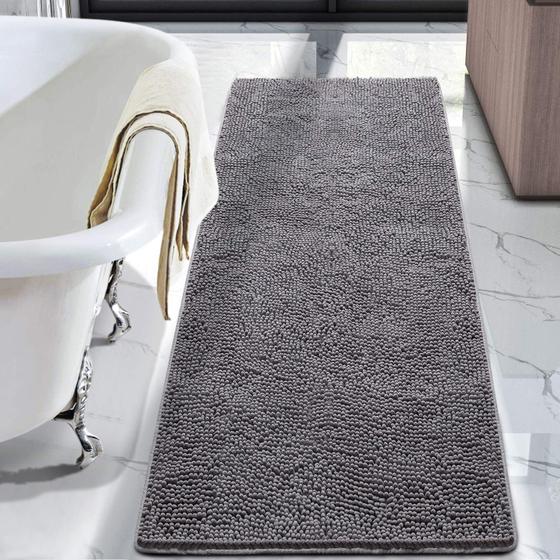 Imagem de Tapete de banho LOCHAS Luxury Shaggy 60x150cm Lavável Cinza