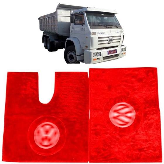 Imagem de Tapete De Chinil Forrado Emblema Para Vw Titan Vermelho