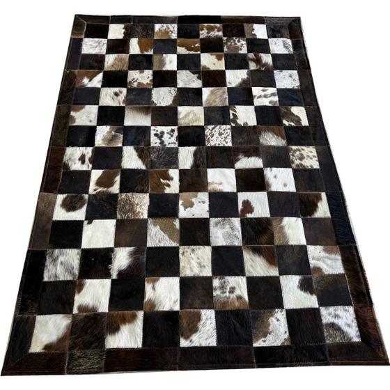 Imagem de Tapete de couro marrom tabuleiro 1,00x1,50 com bordas pç 10