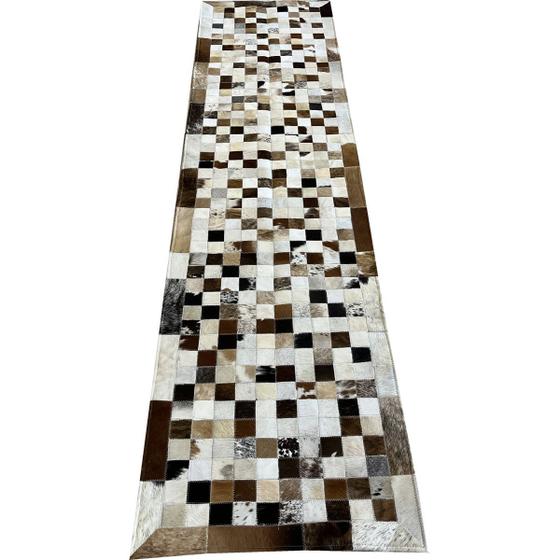 Imagem de Tapete de couro passadeira marrom misto0,60x2,50 com bordas