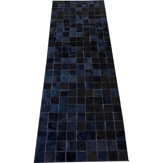 Imagem de Tapete de couro passadeira preto natural 0,60x1,80 sem borda