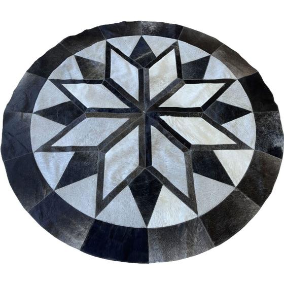 Imagem de Tapete de couro redondo cinza chumbo e griss 1,60 diâmetro