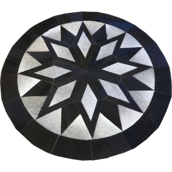 Imagem de Tapete de couro redondo preto e cinza 1,20 diâmetro