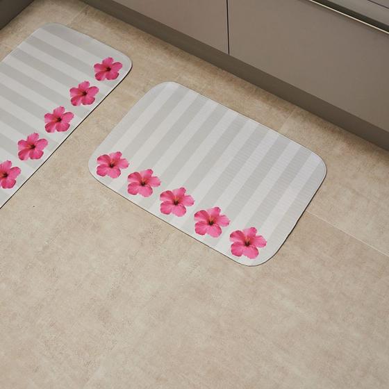 Imagem de Tapete de Cozinha Vizapi Hibisco Pink 40x60cm Multicolorido