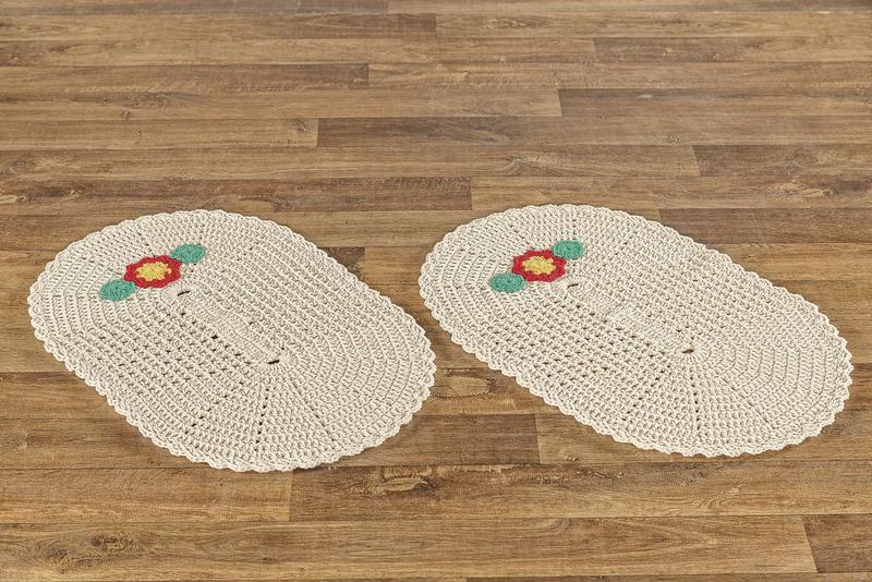 Imagem de Tapete de Crochê Bella com 2 Peças Delicado Artesanal Feito a Mão