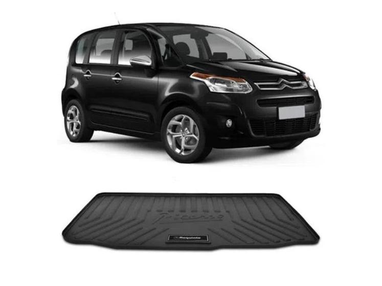 Imagem de Tapete de Porta Malas Tipo Bandeja Requinte Citroën C3 Picasso 2011 a 2017 Preto em Pvc com Bordas de Segurança