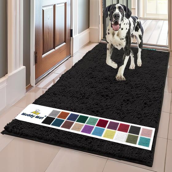 Imagem de Tapete de porta para cães Muddy Mat Superabsorvente de Microfibra Preto