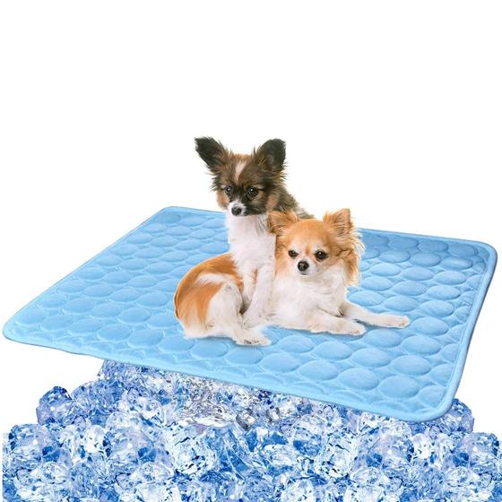 Imagem de Tapete de resfriamento VeMee para cães e gatos Ice Silk Blue 70x55cm